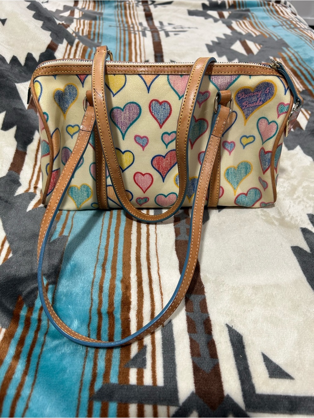 Dooney & Bourke Y2k Crayon Heart Print Small Shoulder Bag